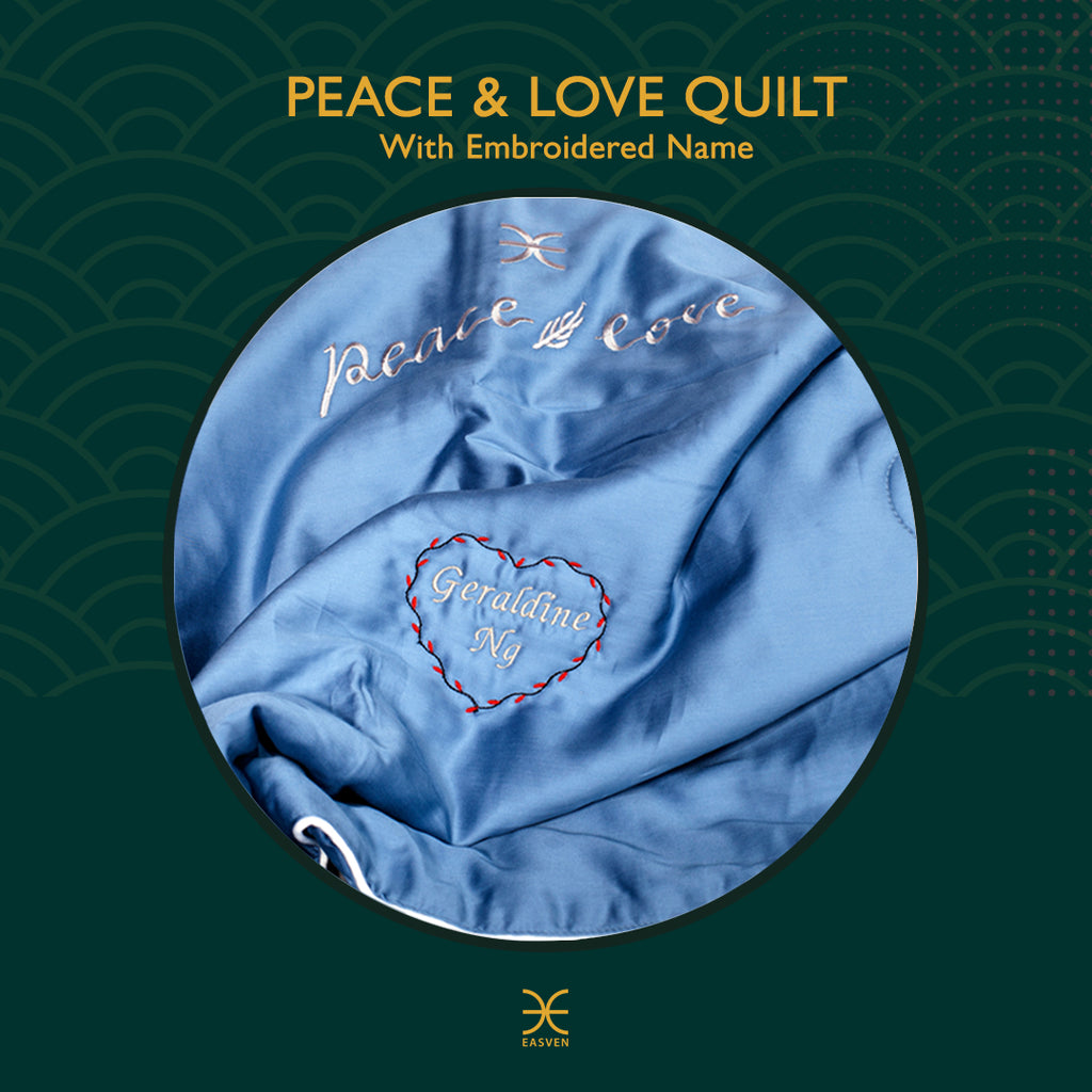 Peace & Love Quilt with Embroidered Name - EASVEN
